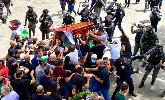 Funeral en Jerusalén de la periodista palestina Shirin Abu Akleh, asesinada por militares israelíes.